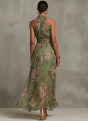 Livia | Elegantes Maxikleid mit Blumenmuster und Halter