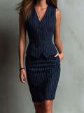 Nina Nadelstreifen-Weste und Bleistiftrock-Set