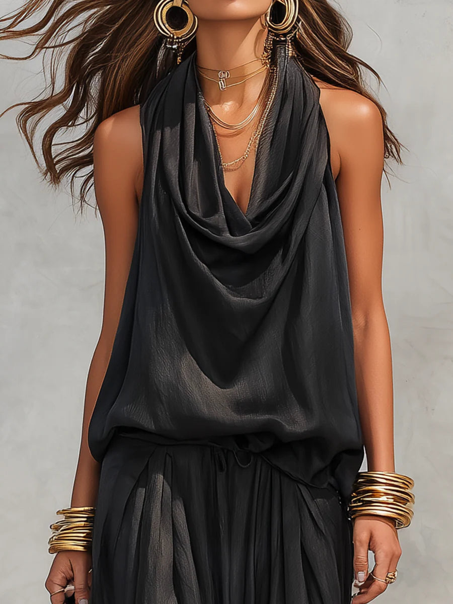 Serena Halter Neck Top und Faltenhose Set