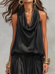 Serena Halter Neck Top und Faltenhose Set
