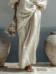 Isabella Texturiertes Oberteil und Weite-Hosen Set