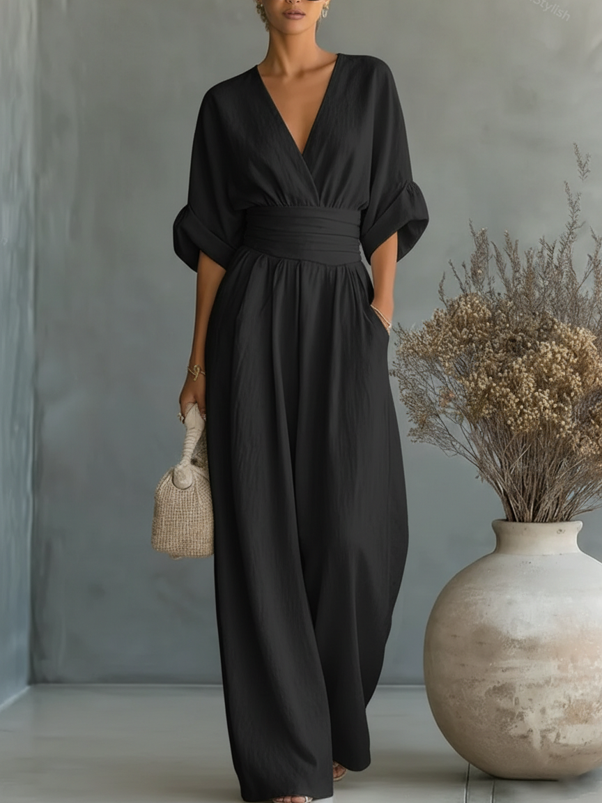 Alessia | Eleganter Jumpsuit mit V-Ausschnitt und Hoher Taille
