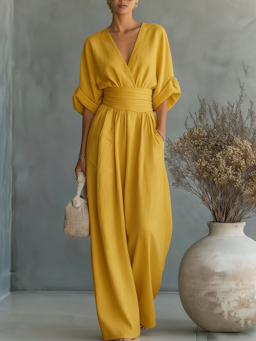 Alessia | Eleganter Jumpsuit mit V-Ausschnitt und Hoher Taille