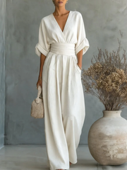 Alessia | Eleganter Jumpsuit mit V-Ausschnitt und Hoher Taille