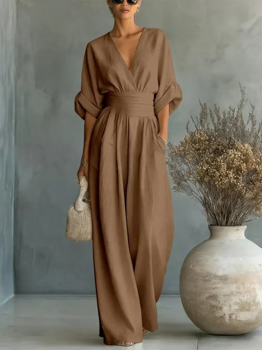 Alessia | Eleganter Jumpsuit mit V-Ausschnitt und Hoher Taille