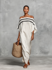 Minimalistisch Leinen Maxi Kleid