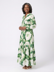 Sabine | Maxikleid mit langen Ärmeln und Taillenknoten
