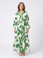 Sabine | Maxikleid mit langen Ärmeln und Taillenknoten