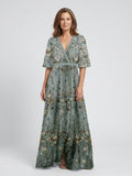 Élodie | Langes Blumenkleid mit V-Ausschnitt