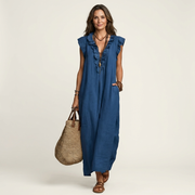 Josette | Rüschenshirt V-Ausschnitt Maxikleid
