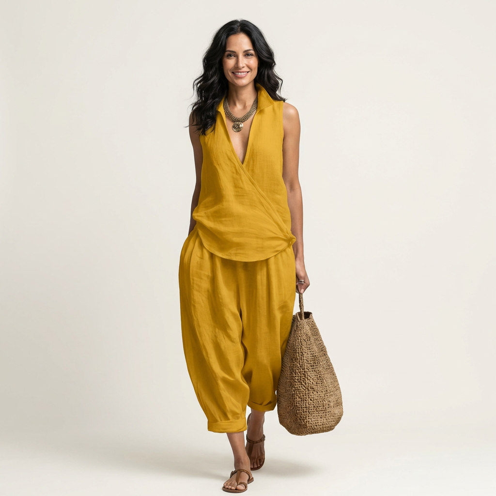 Twiila | Wickeloberteil & Weite-Hosen-Set