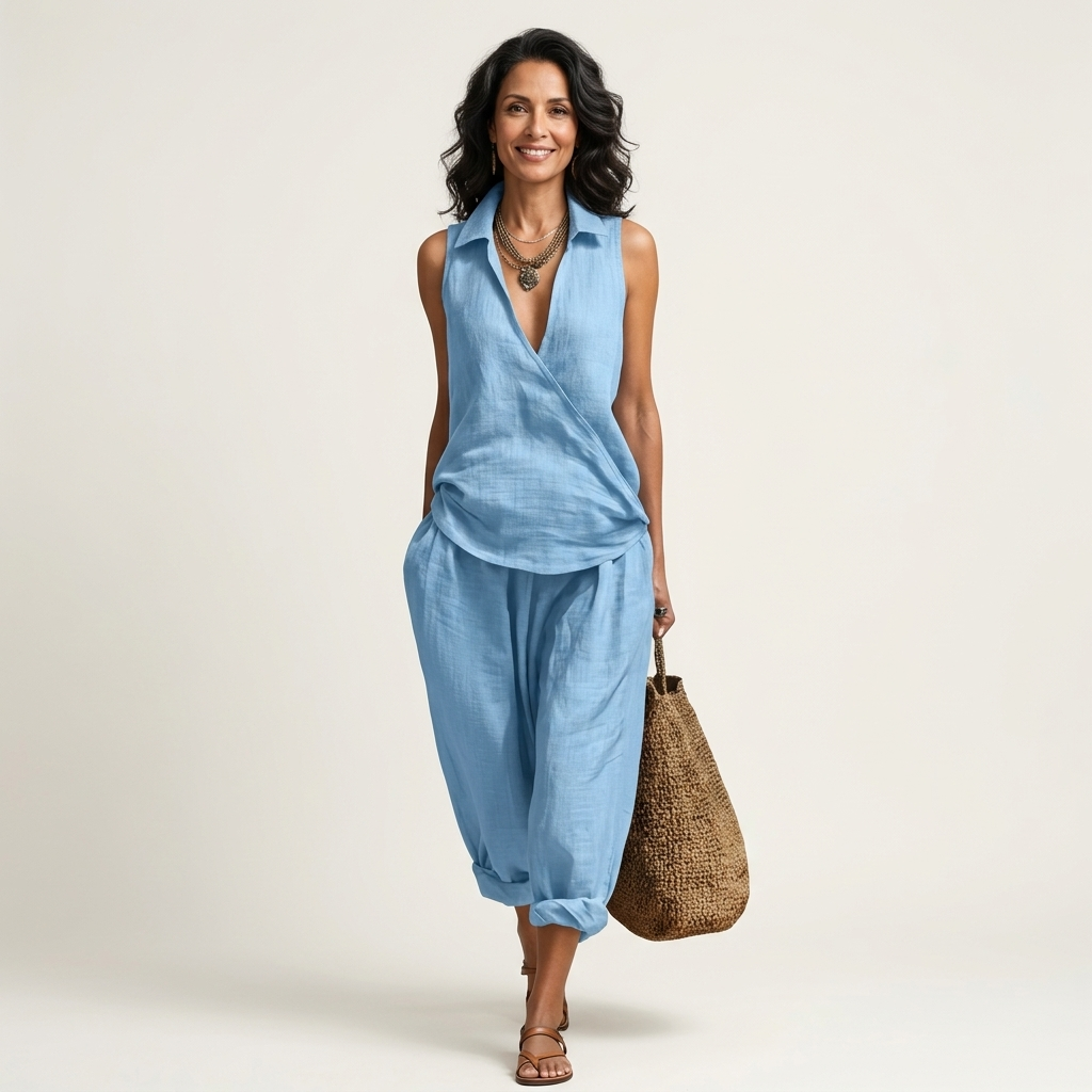 Twiila | Wickeloberteil & Weite-Hosen-Set