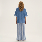 Juliana | V-Ausschnitt Varsity Top & Streifen Weite-Hosen Set