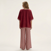 Juliana | V-Ausschnitt Varsity Top & Streifen Weite-Hosen Set