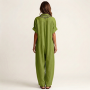 Amarina | Besticktes V-Ausschnitt-Kragen Maxikleid