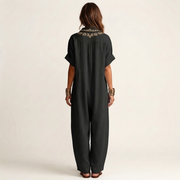 Amarina | Besticktes V-Ausschnitt-Kragen Maxikleid