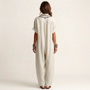 Amarina | Besticktes V-Ausschnitt-Kragen Maxikleid