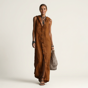 Mirabell | Kapuzenloses, ärmelloses Maxikleid mit Knopfleiste