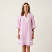 Sanina | Kontrastbesatz Streifen V-Ausschnitt Shift Kleid