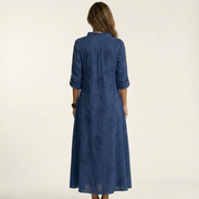 Mariam | Maxikleid mit tonalem Blumengestick