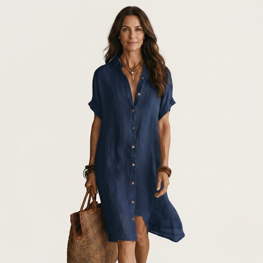 Nidalie | Midi Hemdkleid mit aufgerollten Ärmeln