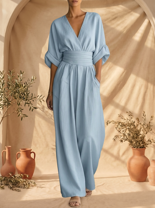 Alessia | Eleganter Jumpsuit mit V-Ausschnitt und Hoher Taille