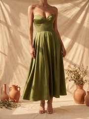 Liora | Elegantes Midi-Kleid ohne Träger