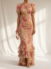 Rosario | Langes Blumenkleid aus Chiffon