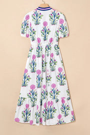 Tessa | Boho Midi-Kleid mit Volant und Puffärmeln