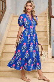 Tessa | Boho Midi-Kleid mit Volant und Puffärmeln