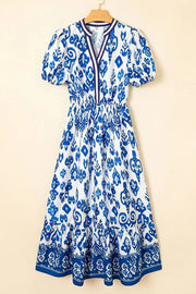 Tessa | Boho Midi-Kleid mit Volant und Puffärmeln