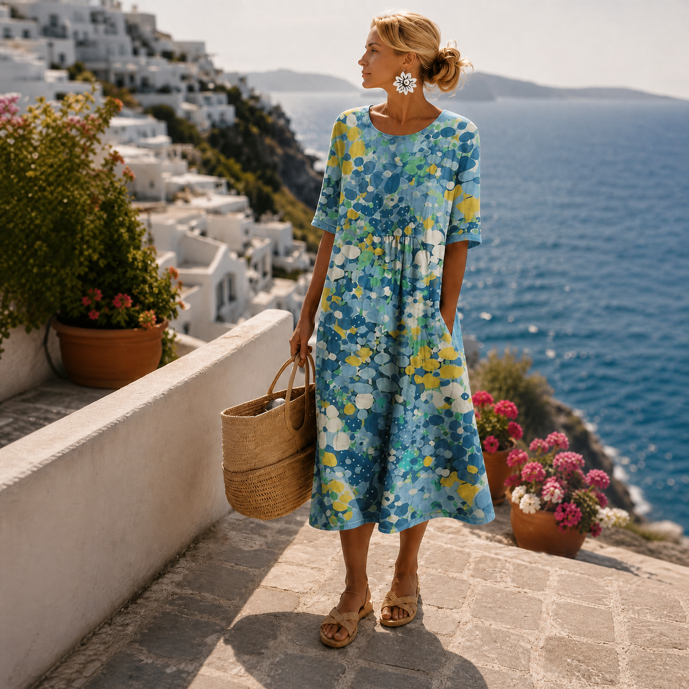 Leonor | Leichtes und fließendes Midikleid mit Blumenmuster