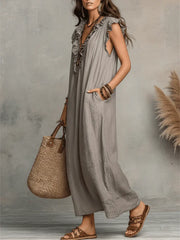 Norea | Boho-Kleid aus Leinen &amp; Baumwolle