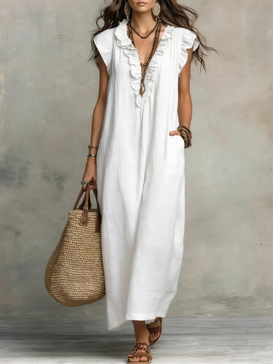 Norea | Boho-Kleid aus Leinen &amp; Baumwolle
