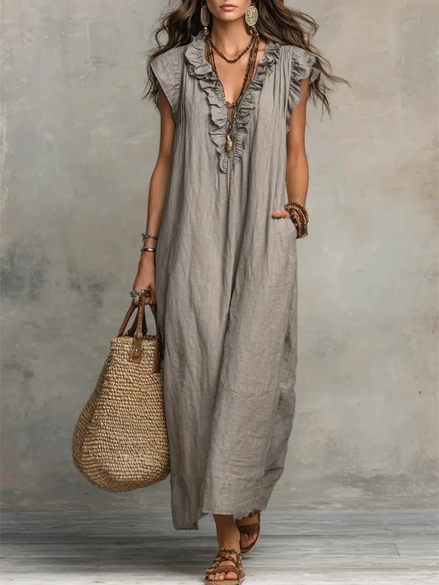 Norea | Boho-Kleid aus Leinen &amp; Baumwolle