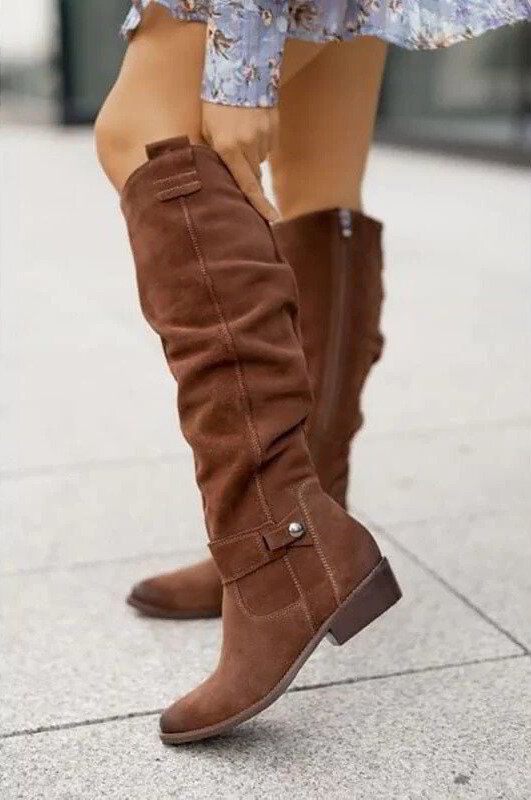 Velours-Look Kniehohe Stiefel