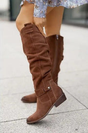 Velours-Look Kniehohe Stiefel