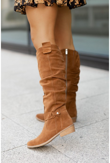 Velours-Look Kniehohe Stiefel