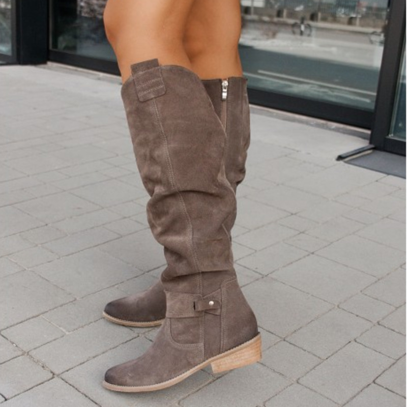 Velours-Look Kniehohe Stiefel