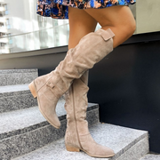 Velours-Look Kniehohe Stiefel