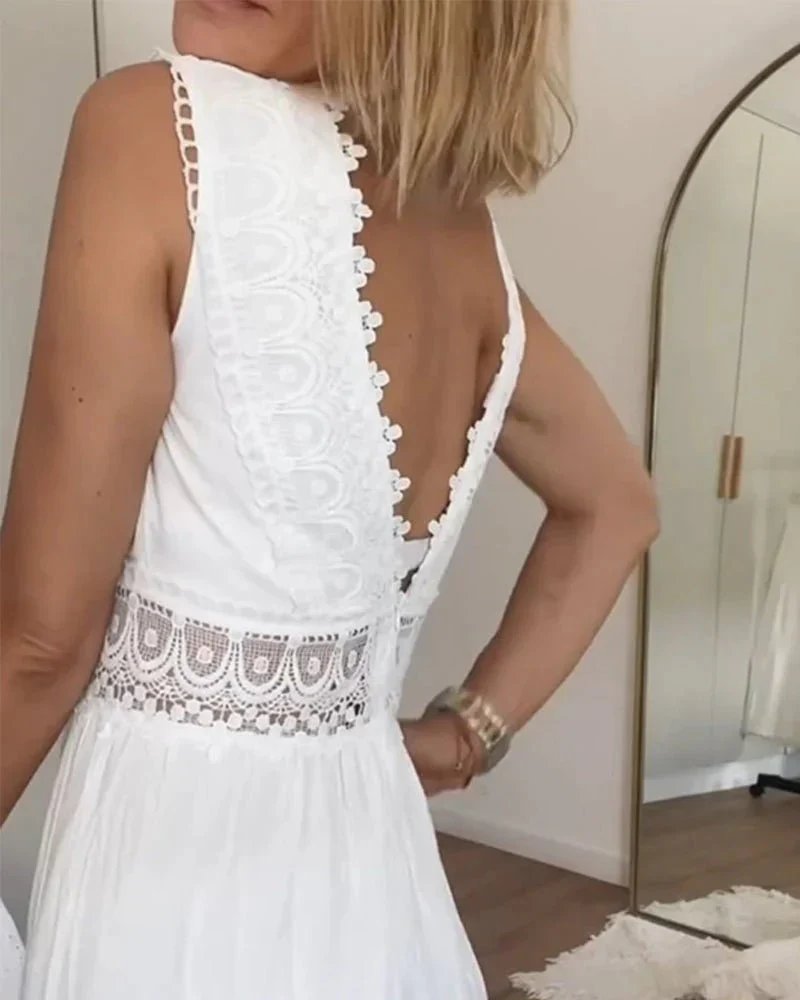 Sophia | Elegantes Sommer-Maxikleid mit Spitzen-Details