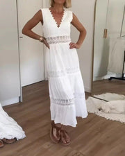 Sophia | Elegantes Sommer-Maxikleid mit Spitzen-Details