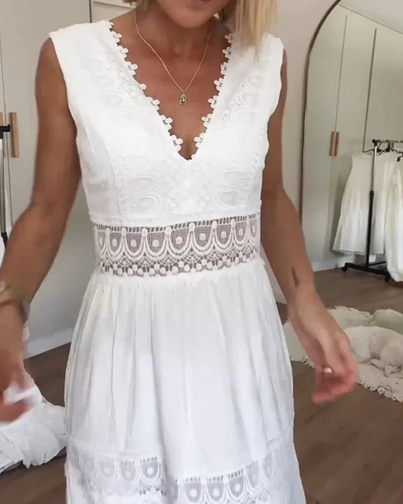 Sophia | Elegantes Sommer-Maxikleid mit Spitzen-Details