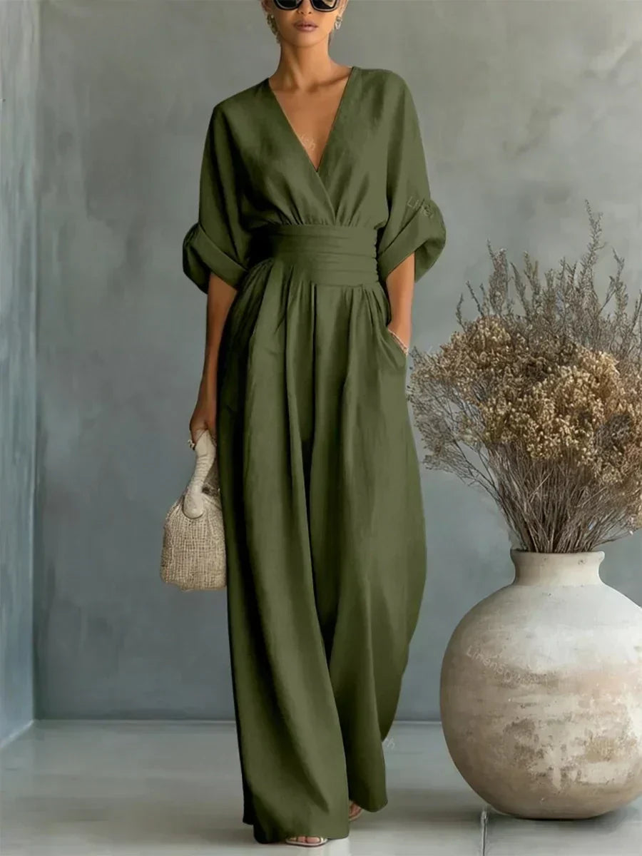 Alessia | Eleganter Jumpsuit mit V-Ausschnitt und Hoher Taille